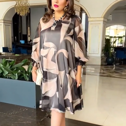 🎁2026 New Arrivals 49% OFF💥Round Neck Long Sleeve Printed Flowy Dress