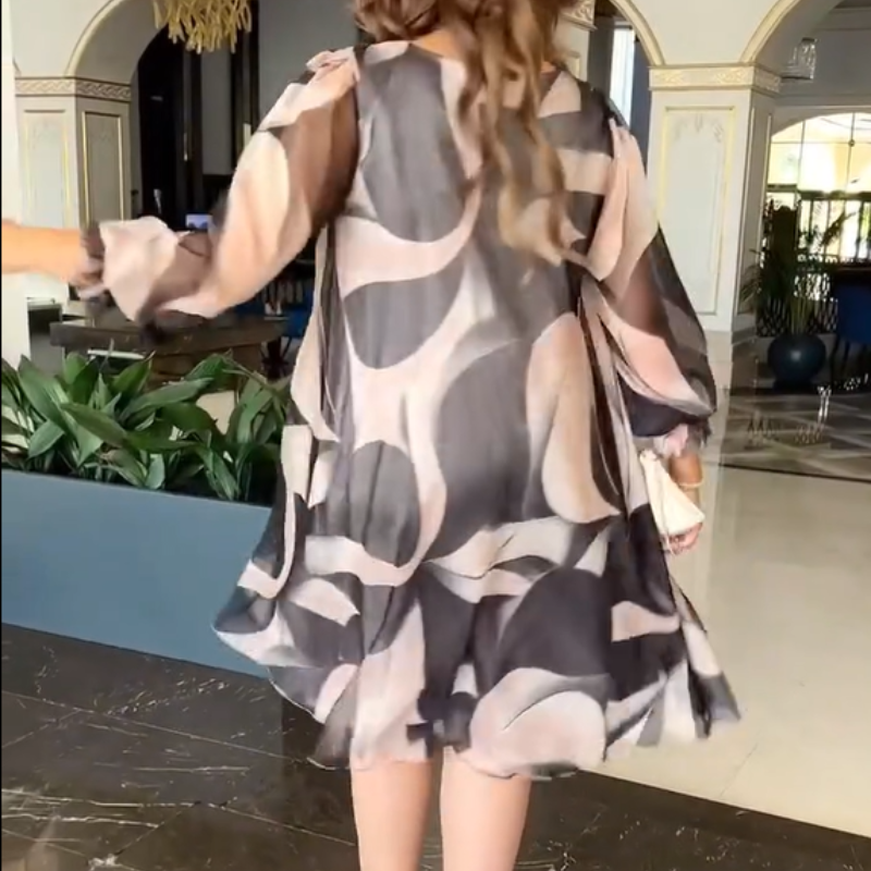 🎁2026 New Arrivals 49% OFF💥Round Neck Long Sleeve Printed Flowy Dress