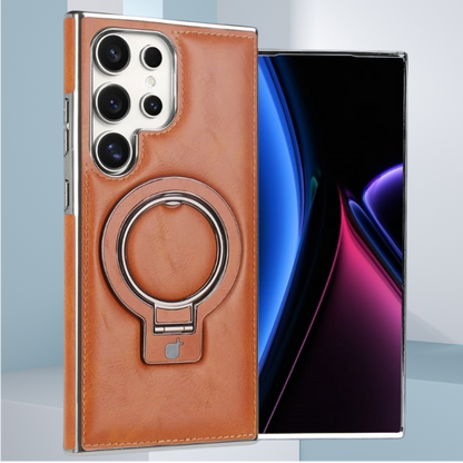 Retro style magnetic phone case with holder for Samsung
