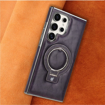 Retro style magnetic phone case with holder for Samsung
