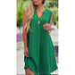 Solid Color Sleeveless V-Neck Dress with Button Decoration
