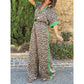 🌸Spring Hot Sale 50% OFF💐 Women's 2-Piece Leopard Print Outfit Button-Down Shirt & Wide-Leg Pants