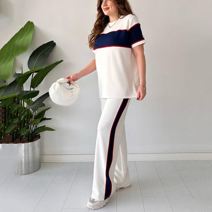 Women's Two-Piece Color-Block Casual Tracksuit