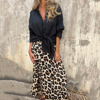 Women's Stylish Leopard Print Long Skirt