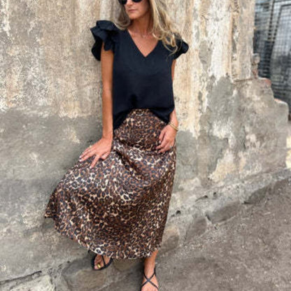 Women's Stylish Leopard Print Long Skirt