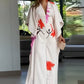 V-Neck Floral Irregular Sleeve Wide Leg Jumpsuit