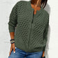 Women's Casual Zipper Knit Jacket with Hollow Design