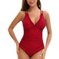 Women's Ruched V-Neck One-Piece Swimsuit