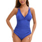 Women's Ruched V-Neck One-Piece Swimsuit
