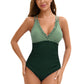Women's Ruched V-Neck One-Piece Swimsuit