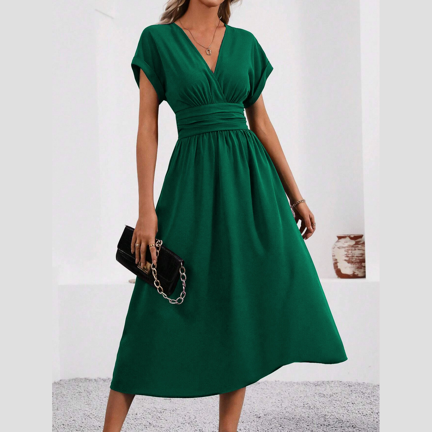 🎉Limited Sale🎉Women's V-neck Nipped-in Waist Dress