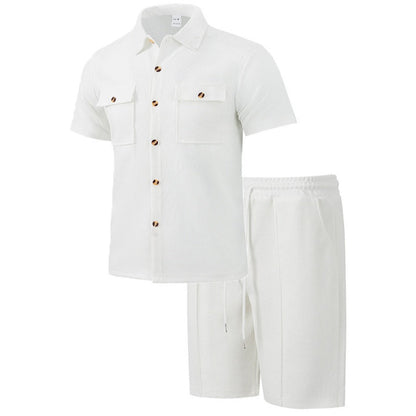 Men's Short-Sleeved Shirts ＆ Short Pants 2-Piece Set