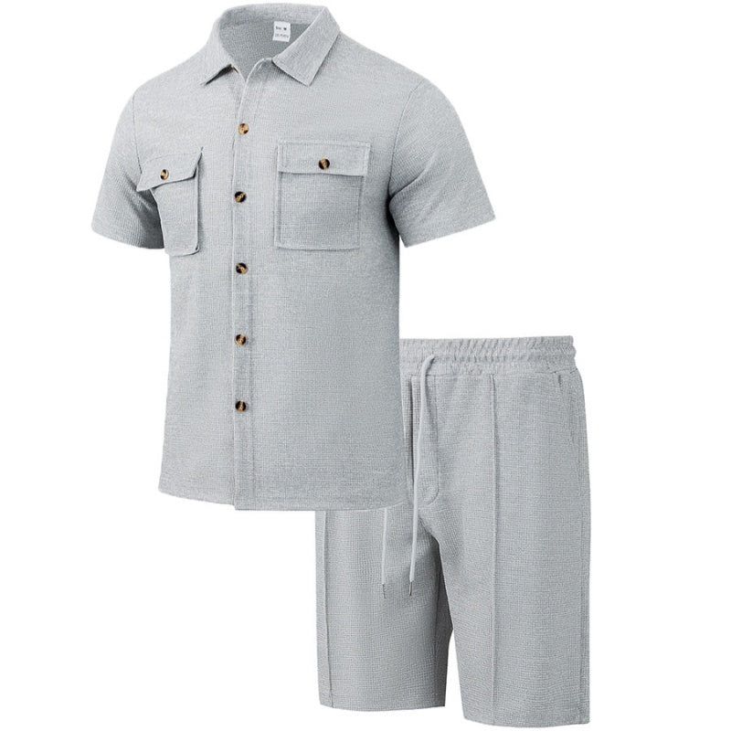 Men's Short-Sleeved Shirts ＆ Short Pants 2-Piece Set