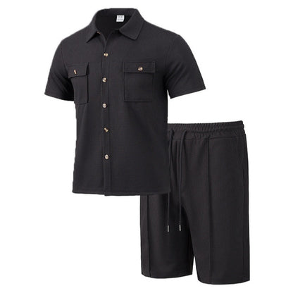 Men's Short-Sleeved Shirts ＆ Short Pants 2-Piece Set