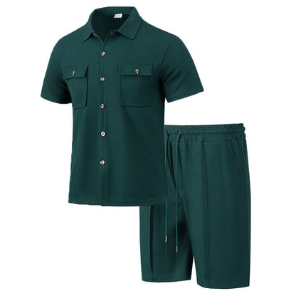 Men's Short-Sleeved Shirts ＆ Short Pants 2-Piece Set