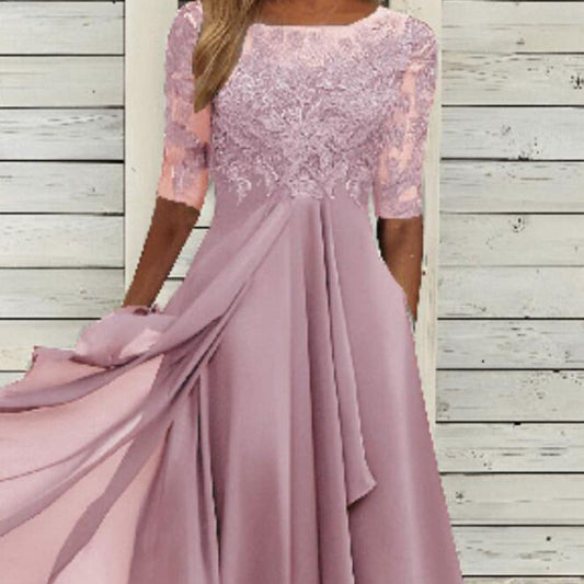 Elegant Embroidery Cocktail Flowy Dress