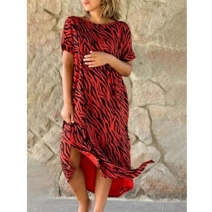Oversized T-Shirt Midi Dress with Animal Print