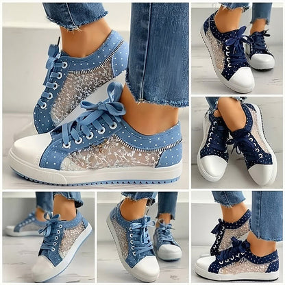 Women's Casual Flat Round Toe Lace Up Low Top Shoes