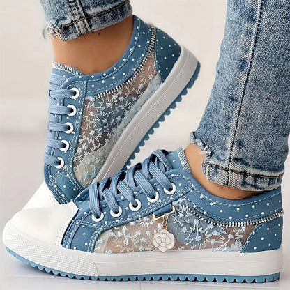 Women's Casual Flat Round Toe Lace Up Low Top Shoes