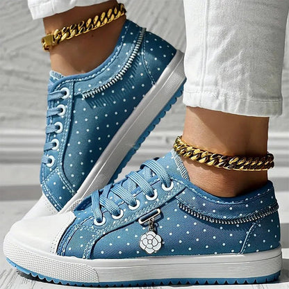 Women's Casual Flat Round Toe Lace Up Low Top Shoes