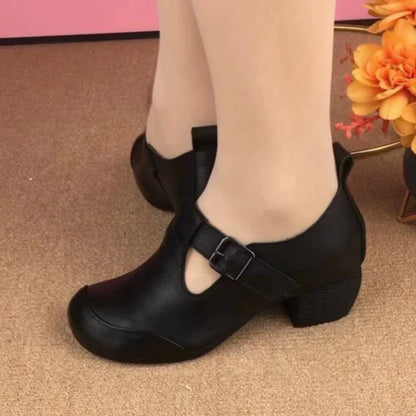 Women's Classic Chunky Heel Leather Shoes