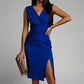 Svelte V-Neck Slit Midi Dress