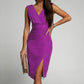 Svelte V-Neck Slit Midi Dress