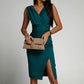 Svelte V-Neck Slit Midi Dress