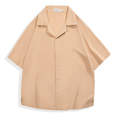 Men's Solid Color Loose Lapel Shirt