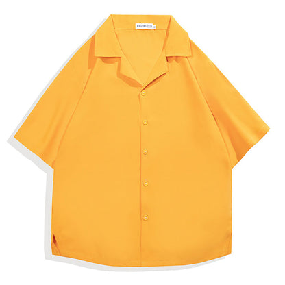 Men's Solid Color Loose Lapel Shirt