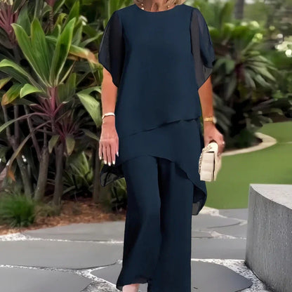🔥2025 HOT SALE 50% OFF🔥Charming Irregular Top & Wide Leg Pants Set