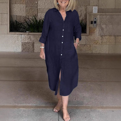 ⏳ Limited time 50% off! 💥Women‘s Casual Loose Cotton Linen Long Shirt Dress（The more you buy, the higher the discount）