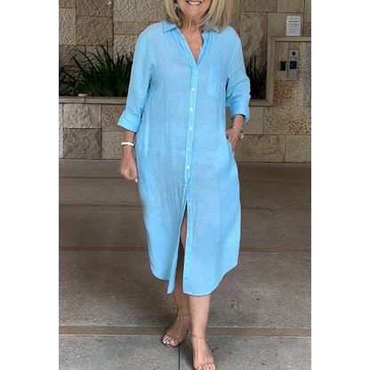 ⏳ Limited time 50% off! 💥Women‘s Casual Loose Cotton Linen Long Shirt Dress（The more you buy, the higher the discount）
