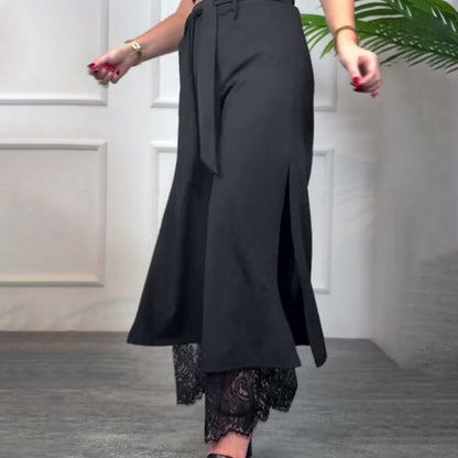 Women's Sexy Lace Lined Wide Leg Pants