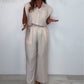 Sleeveless Shirt + Wide Leg Pants Set