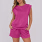 Women's Cap Sleeve Crewneck Top & Drawstring Shorts 2-Piece Set