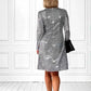 Graceful V-Neck Long Sleeve Glitter Sequin Dress