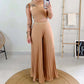 Fashion Spaghetti Straps & Pleated Loose Wide Leg Pants Two Piece Set