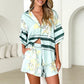 Casual Printed Short Sleeve Shirt & Shorts 2-Piece Set