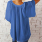Women's Solid Color Summer Top with Batwing Sleeves and V-Neck