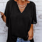 Women's Solid Color Summer Top with Batwing Sleeves and V-Neck