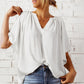 Women's Solid Color Summer Top with Batwing Sleeves and V-Neck