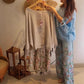 Women's Loose Fit Blouse & Floral Printed Wide-Leg Pants Set