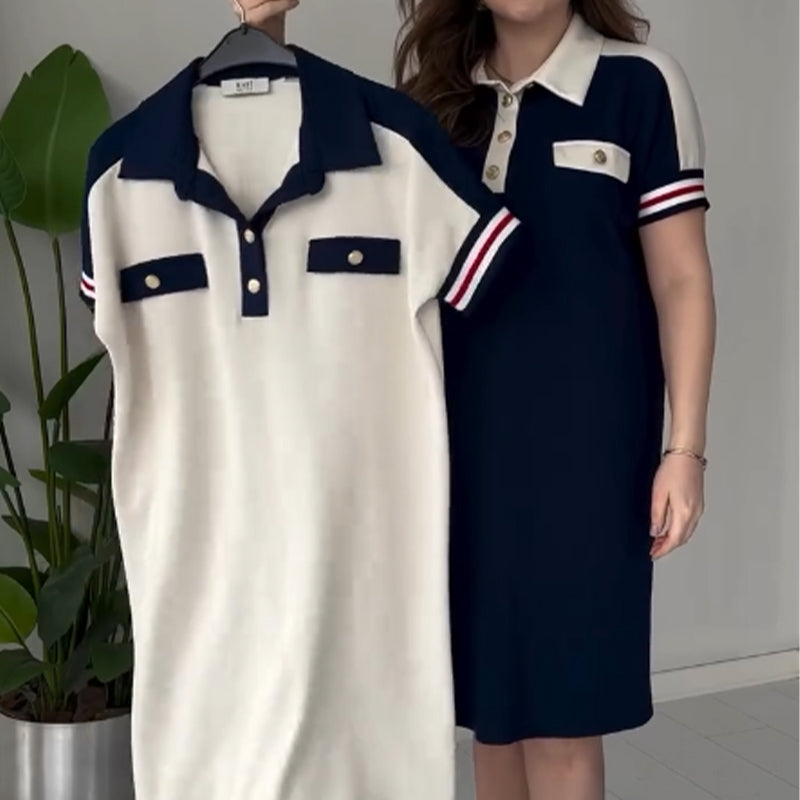 💃 New Summer😍Ladies Casual Fashion Lapel Short Sleeve Dress