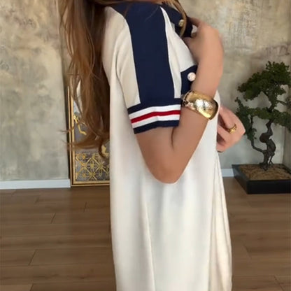 💃 New Summer😍Ladies Casual Fashion Lapel Short Sleeve Dress