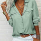 Women's Solid Lapel Long Sleeves Button-Down Shirt