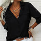 Women's Solid Lapel Long Sleeves Button-Down Shirt