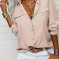 Women's Solid Lapel Long Sleeves Button-Down Shirt