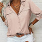 Women's Solid Lapel Long Sleeves Button-Down Shirt