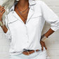 Women's Solid Lapel Long Sleeves Button-Down Shirt